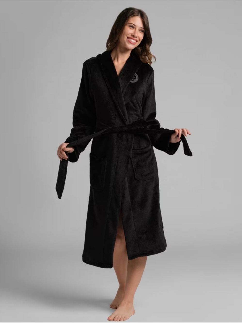 Comfrt Do Not Disturb Plush Robe in Onyx  built in satin eye masks  L/XL🐻🥷🏽